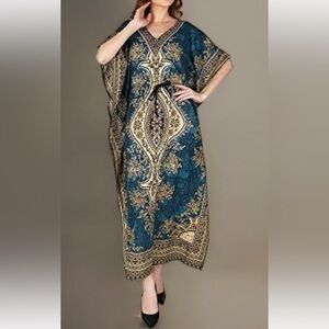 Rose by A.K. Kaftan Kimono Hippie Maxi Beach Dress Summer Dress Plus Size. D4